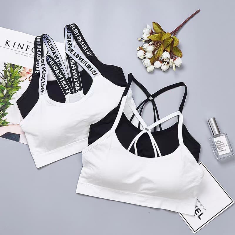 Seamless Letter English Sports Bra Women's Underwear Korean Style Wrap Chest No Steel Ring Home Clothes from Mainland China