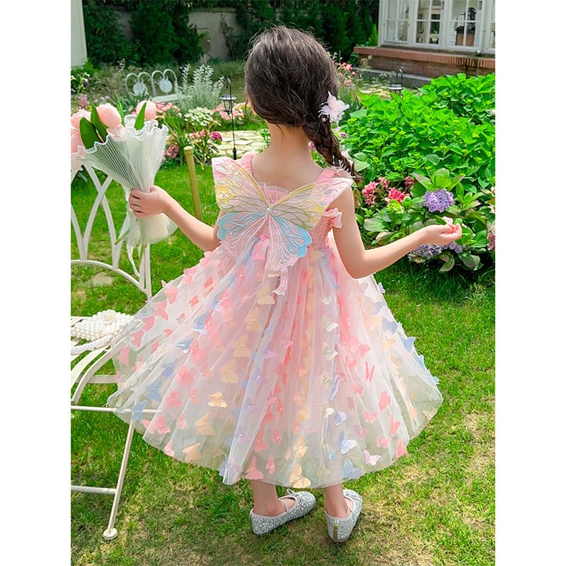 Girls' Summer Dress New Rainbow Butterfly Wing Dress Baby Summer Korean Princess Dress Drop Shipping
