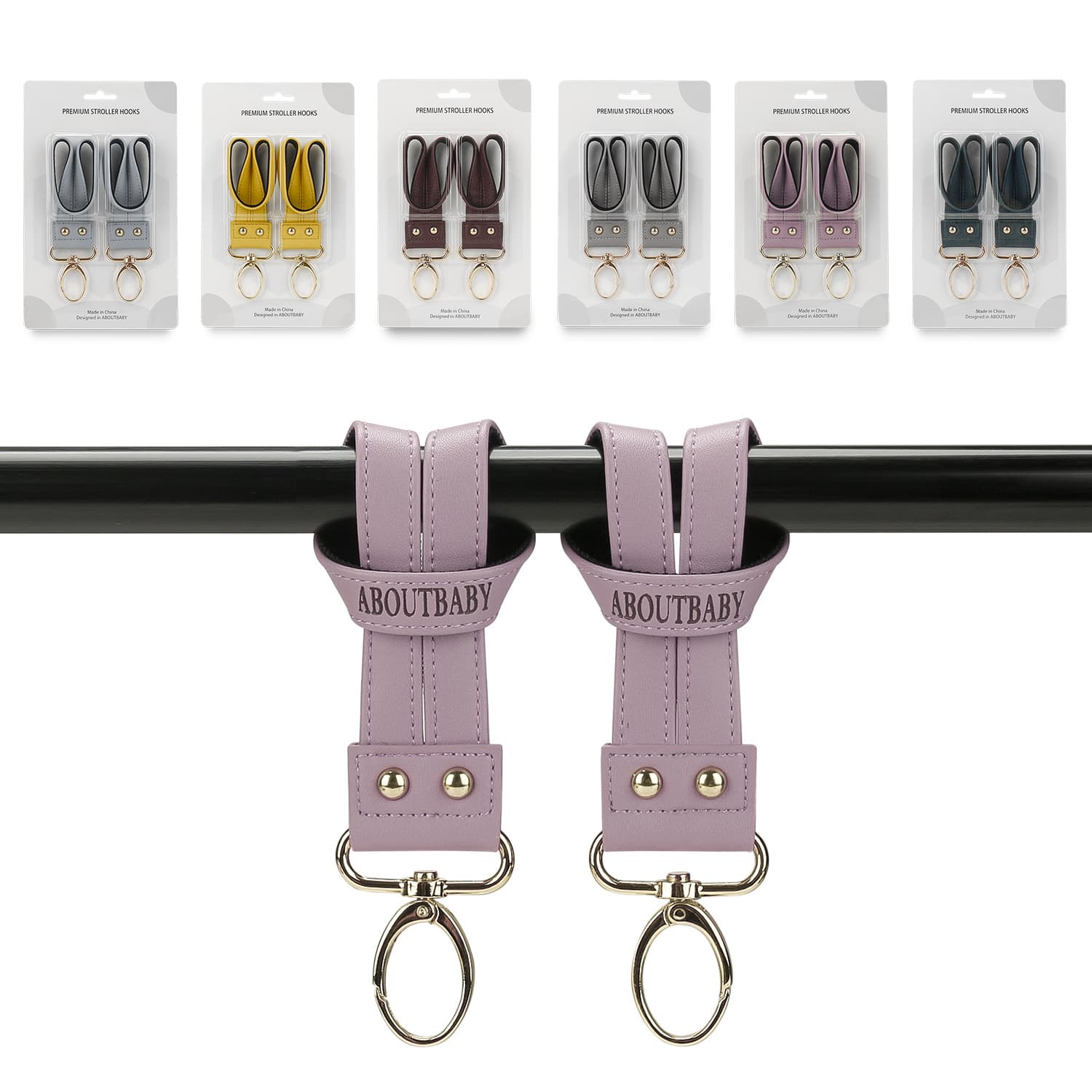 ABOUTBABY Diaper Bag Accessory Storage Bag Stroller Hook Leather Cart Hook Box of 1 Pair