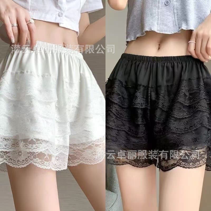 White lace safety pants for women summer thin anti-exposure jk pumpkin leggings and skirts loose and can be worn outside safety shorts