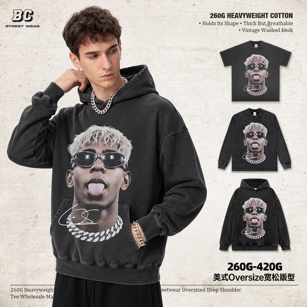 260G/420G pure cotton Lamine Yamal Lamin Yamal printed T-shirt American retro trendy brand for men and women