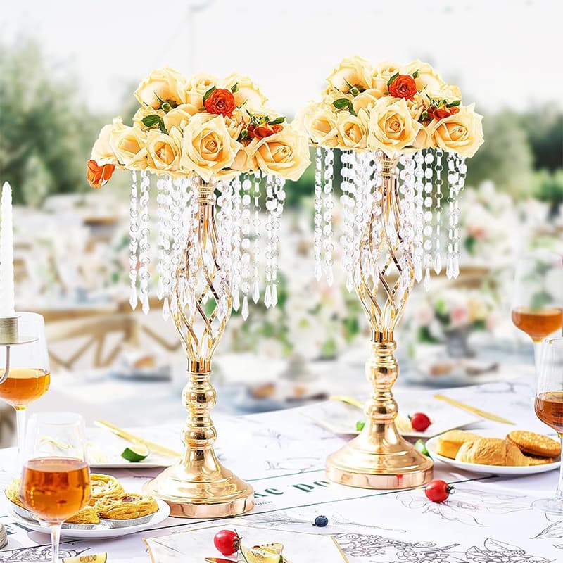 2026 New Crystal Candle Holder Iron Wire Twist Ornament Western Table T-stage Decoration Electroplated Guide Prop