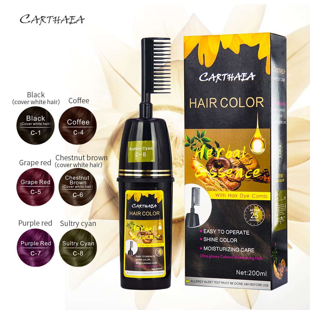 Cross-border wholesale one-comb color hair dye. Pure plant-based one-comb color hair dye to cover gray hair. Fast shipping.