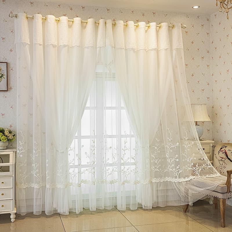 Zhejiang Shaoxing Modern Viral Opaque Double-Layer Yarn Integrated Half Living Room Foreign Trade Cross-Border Curtain Manufacturer Wholesale