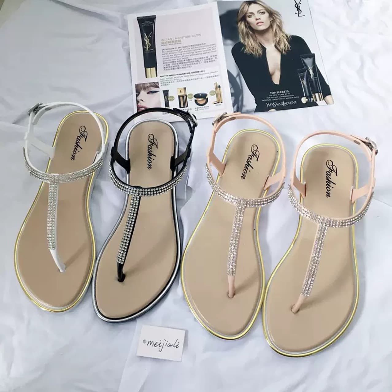 2025 New Summer Flat Flip-Flop Sandals for Girls, Student Versatile Dress Match Fairy Style Luo