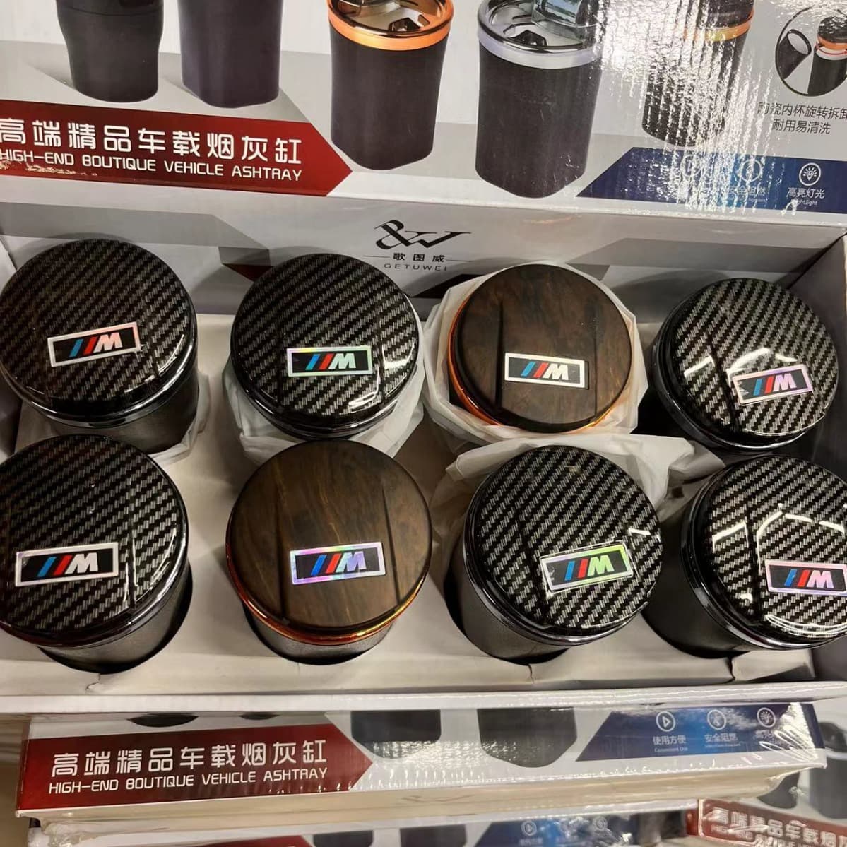 Car Ashtray Multifunctional with Light, One-Hand Open Lid, Creative High-End High-Temperature Resistant Ceramic Inner Liner, Anti-Fly Ash for Car Interior
