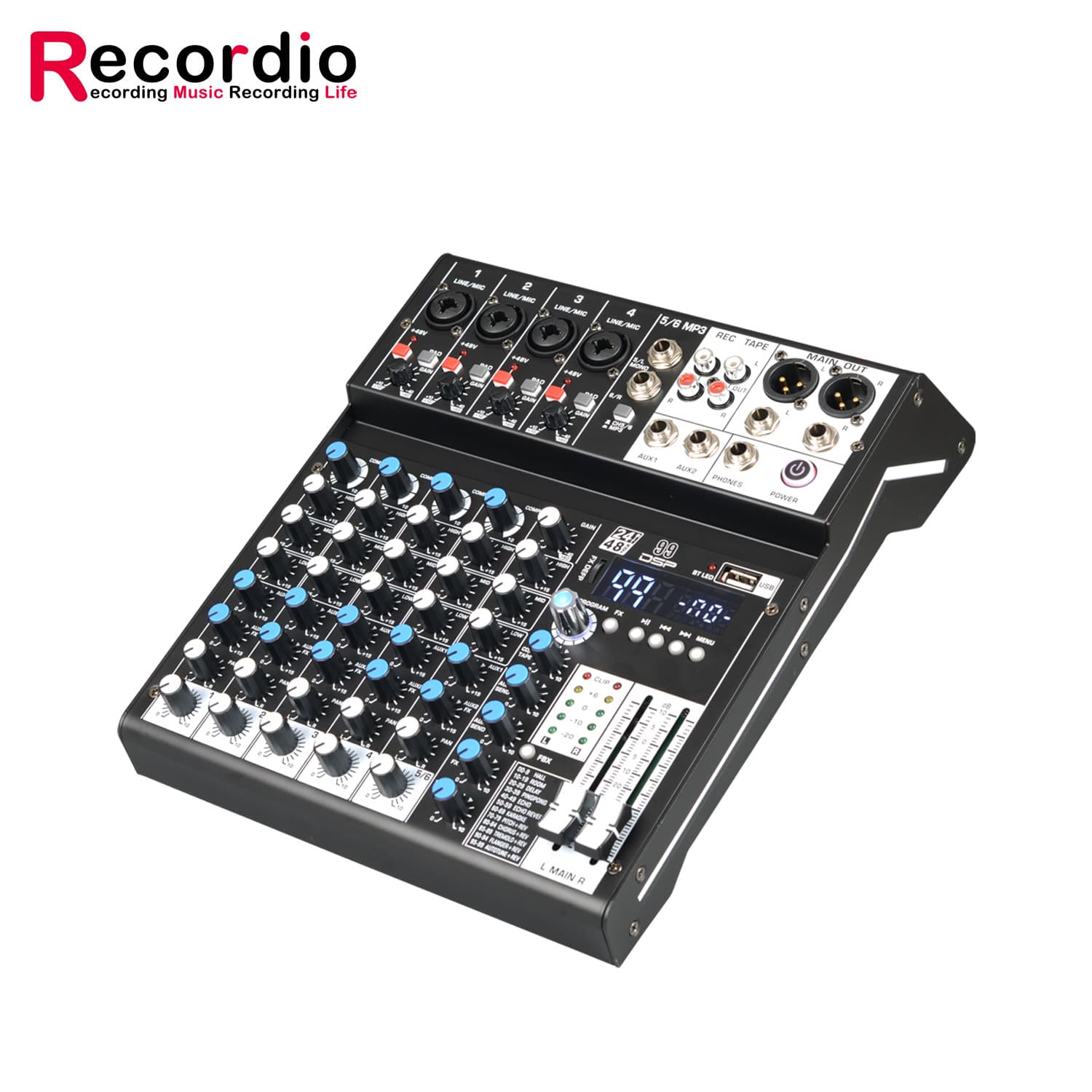 Cross-Border Bluetooth Small 6-Channel Mixer Professional Stage Reverb USB Mini Mixer Bluetooth Stage Mixer