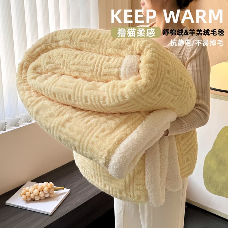Thickened Blanket Cover, Student Dormitory Coral Fleece Lamb Wool Sofa Small Throw, Office Nap Quilt, Winter Bedding