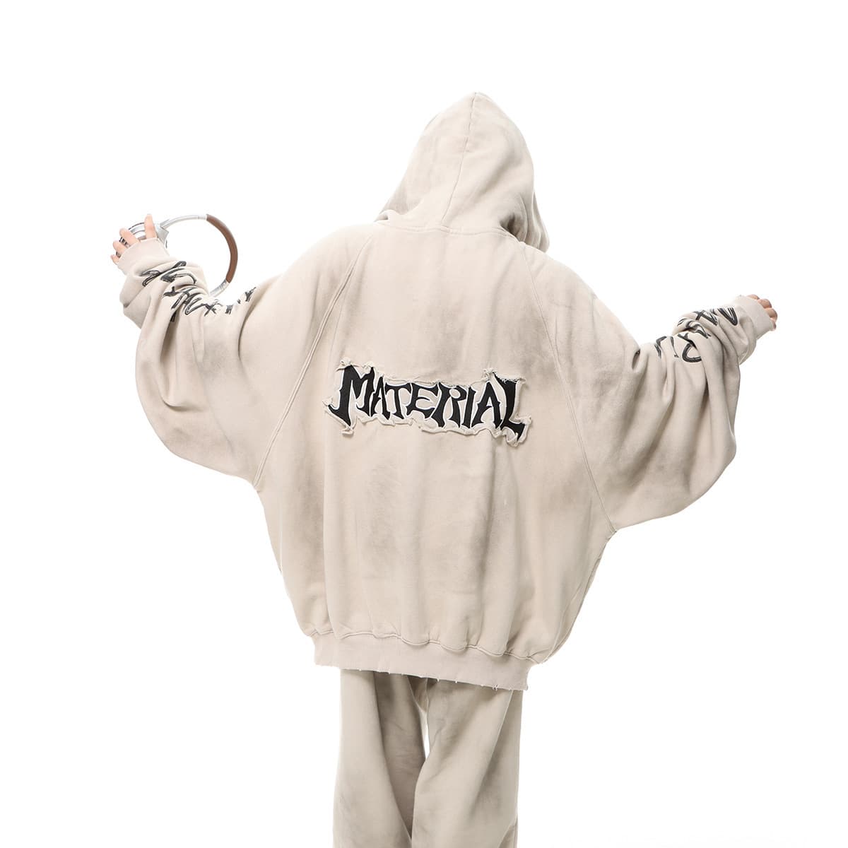 American Style Unisex Heavyweight Hoodie Jacket Patchwork Embroidery Hooded Sweatshirt Set Casual Loose Fit Casual Wear