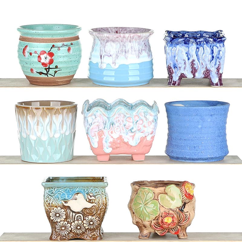 Succulent Pottery Planter Ceramic Large Diameter Flower Pot Special Price Indoor Succulent Clearance Wholesale Street Stall