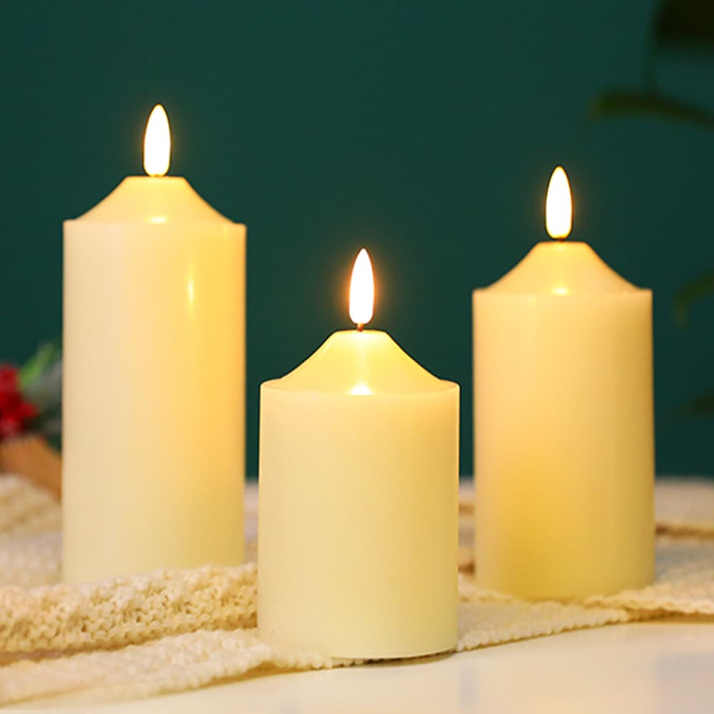 LED Electronic Candle Lighting Home Decor Bar Party Gathering Round Column Surface Candle Lamp Simulation Best Seller