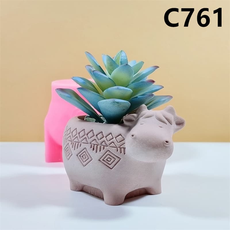 Calf succulent flowerpot silicone mold diy handmade home interior creative three-dimensional decoration C761