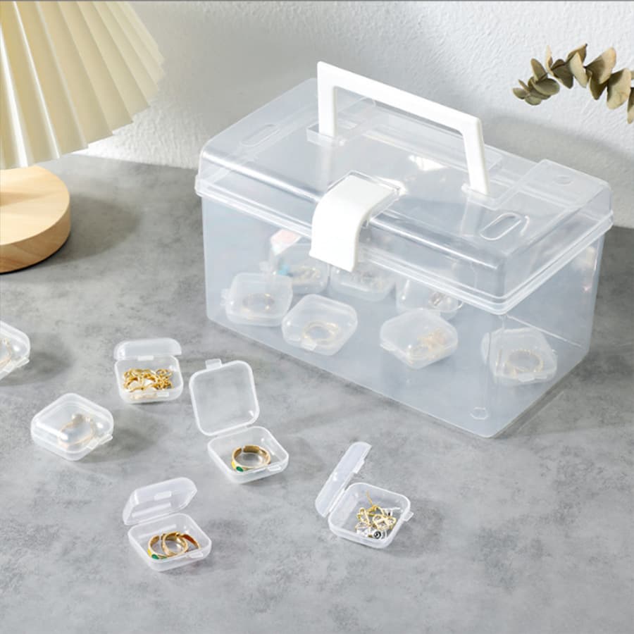 Labelable and drop-shipping plastic transparent portable transparent inner empty mask storage box household transparent plastic temporary storage box