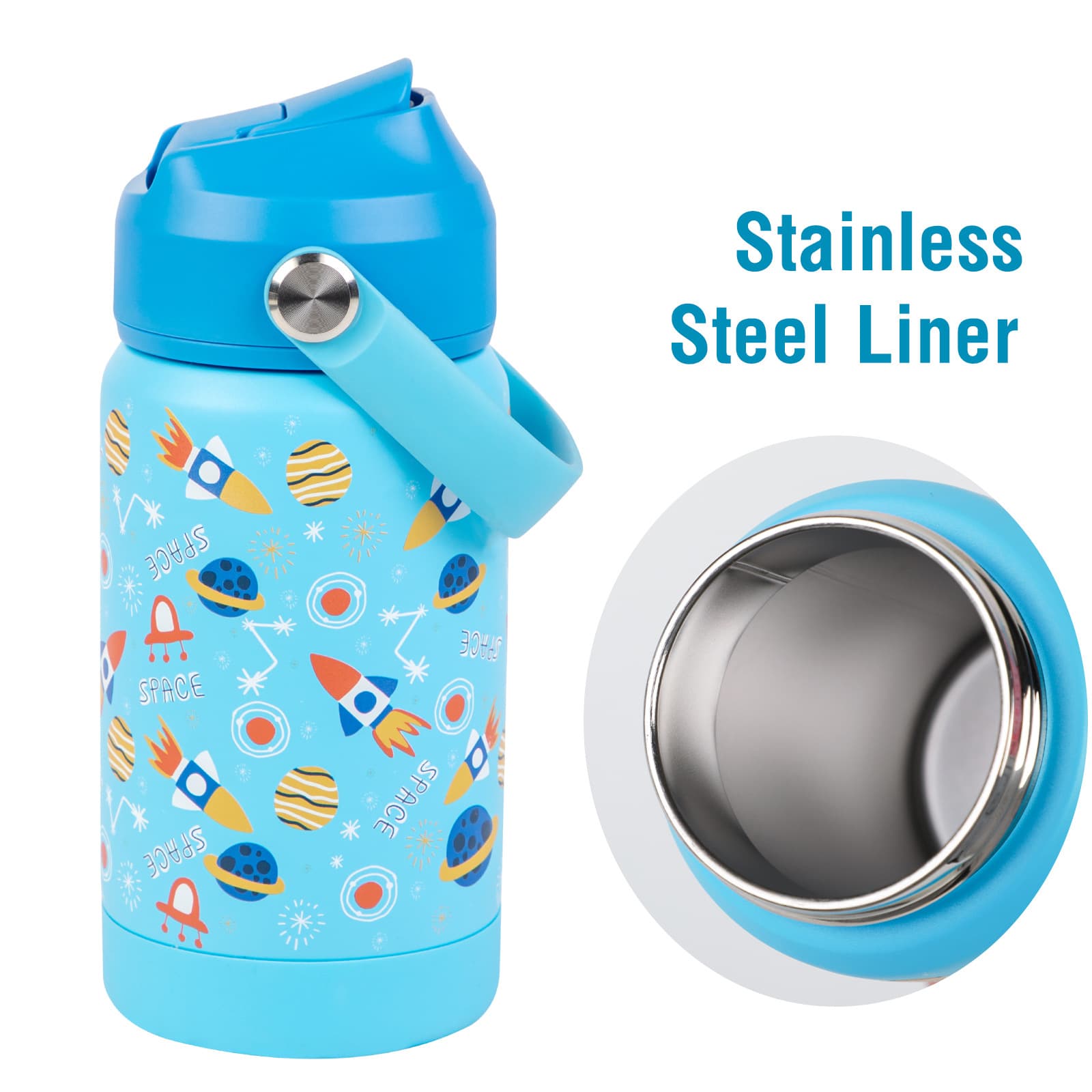 Kids Lunch Box Water Bottle Insulated Lunch Bag Set, Portable Plastic Lunch Box Cute Bento Box with Cutlery