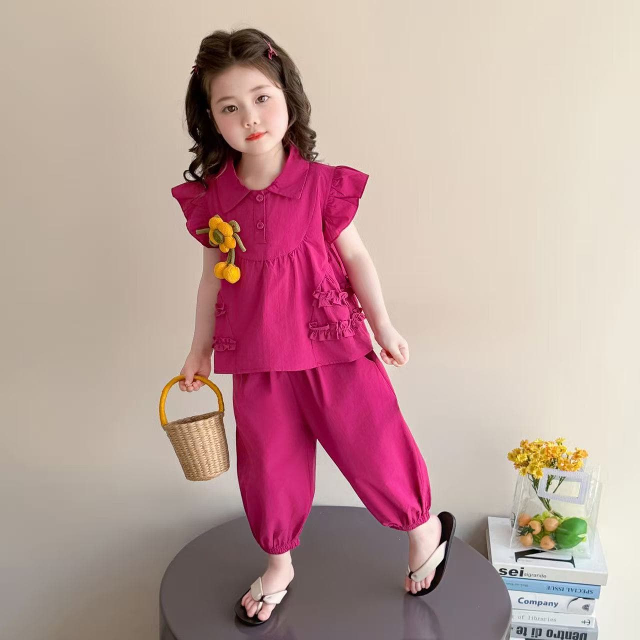 Girls Summer Suit 2026 New Children's Fashionable Flying Sleeve Clothes Baby Summer Suit Two-piece Trendy Set
