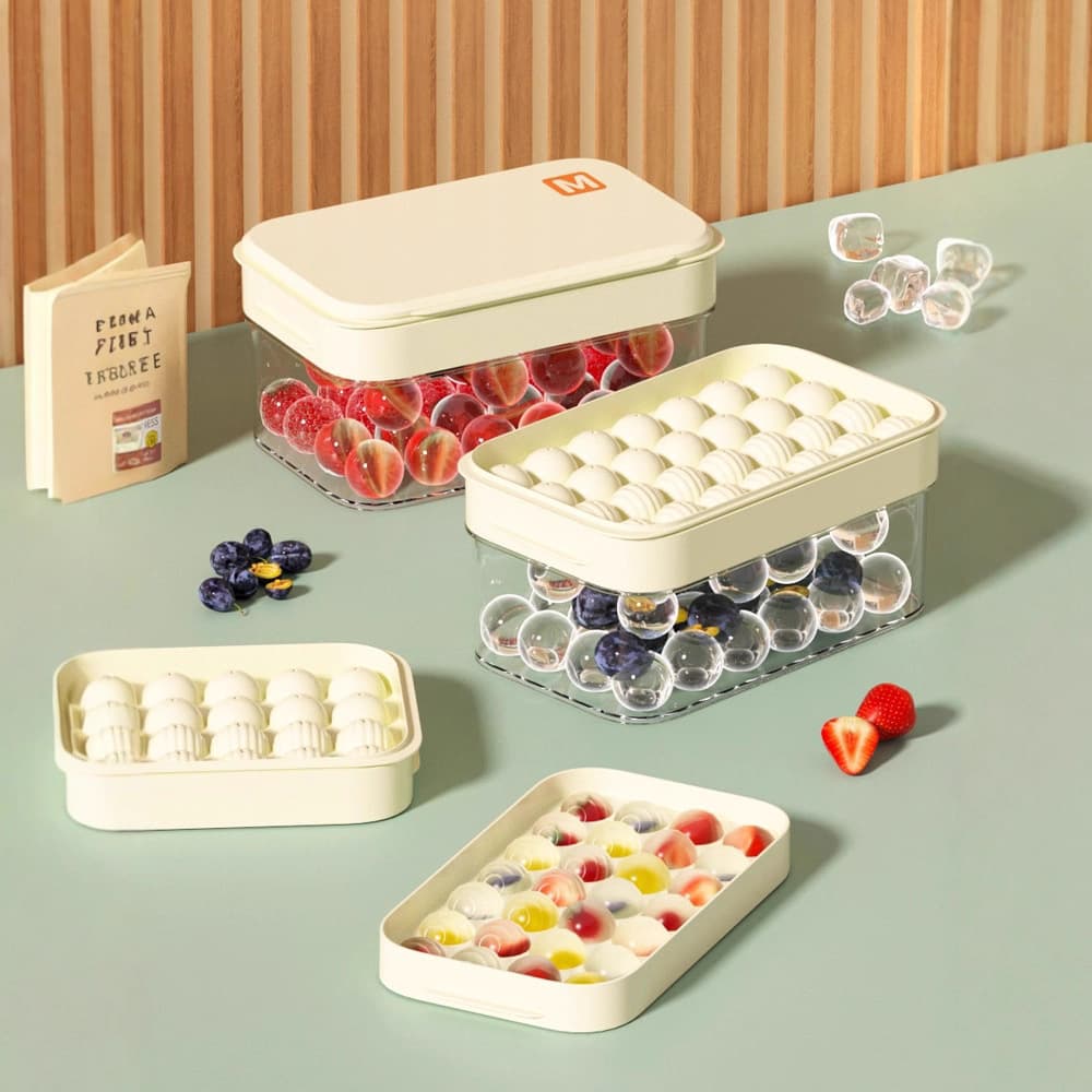 Frozen ice cube mold ice making artifact press ice tray refrigerator ice box household food grade homemade ice storage box with lid