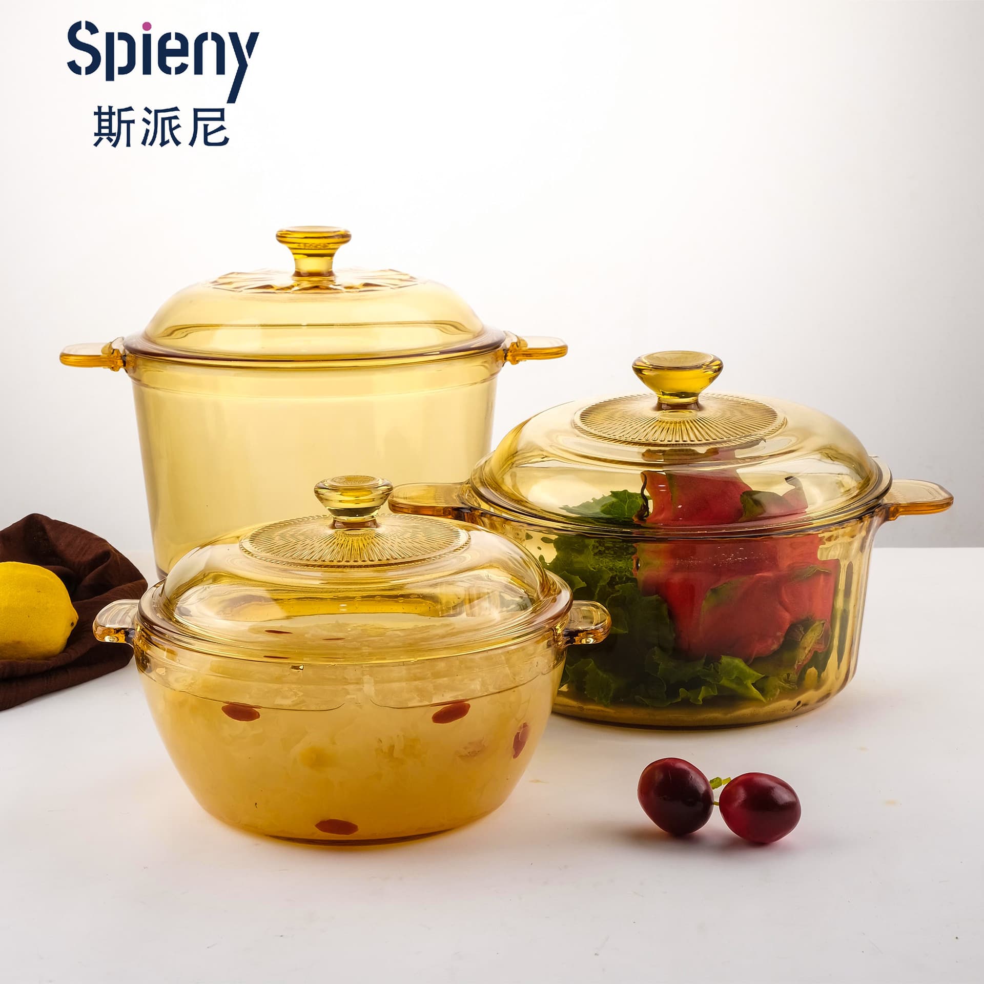 Spani High Borosilicate Amber Glass Soup Pot, Luxury Transparent Pot, High-Value Design, Microwave Oven Resistant, High Temperature Resistant, Suitable for Home Use