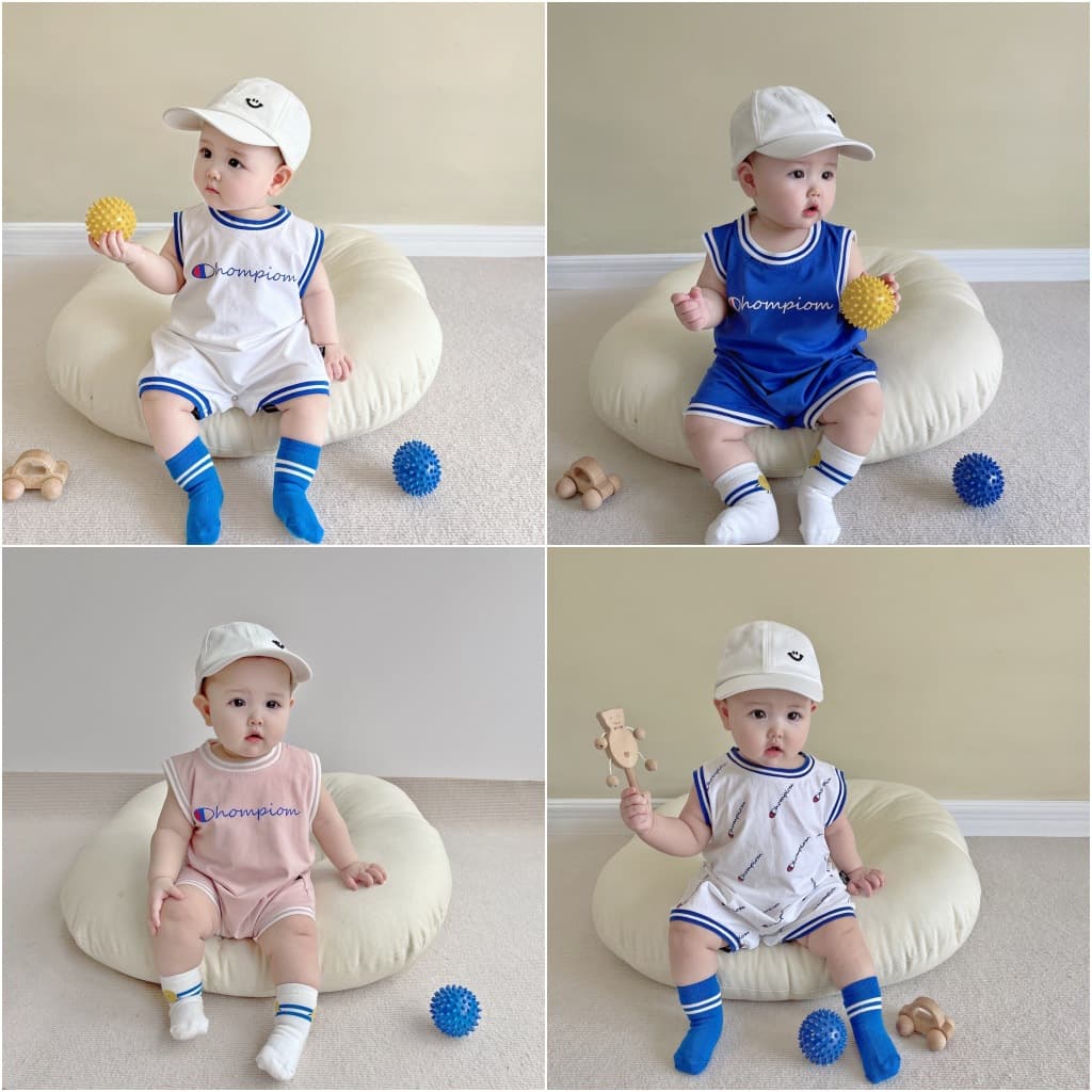 Summer New Style Basketball Football Romper Bodysuit for Baby Boys and Girls, Short Sleeve Vest Style