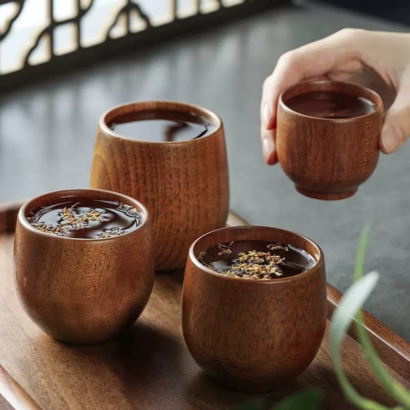 Japanese-style sour jujube wood cup, wooden belly cup, small sake cup, retro heat-insulating casual cup, restaurant straight tea cup