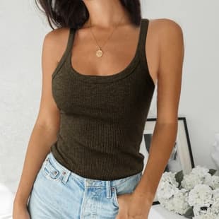 Hot Selling 2023 European and American Cross-Border Solid Color Versatile Vest Round Neck Basic Layering Top T-Shirt Women