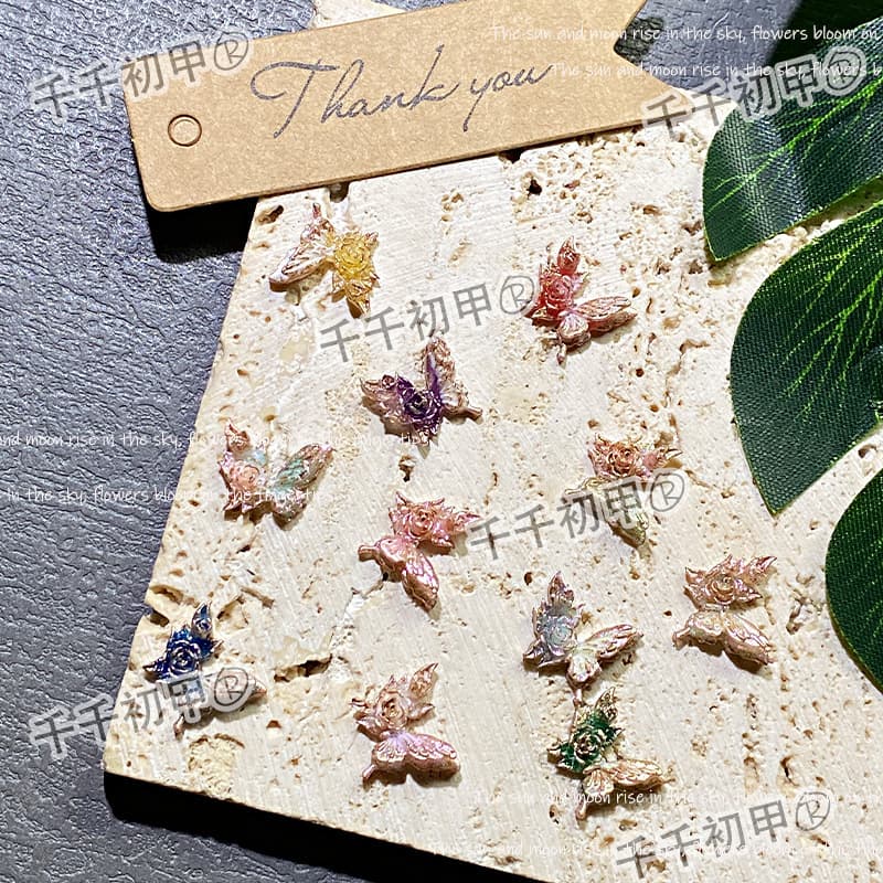 Live broadcast popular financial soft flower butterfly nail art jewelry luminous resin DIY bracelet material nail decoration mix