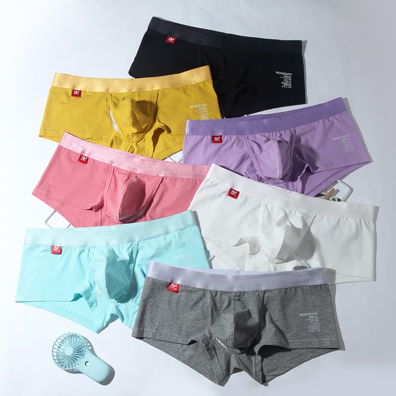 New Breathable Men's Underwear Solid U-Shape Design Mid-Rise Short Boxer Briefs Plus Size Wholesale