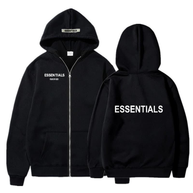 Essentials Fear of God Zip-Up Fleece Sweatshirt Unisex Fog Loose Hoodie Independent Store