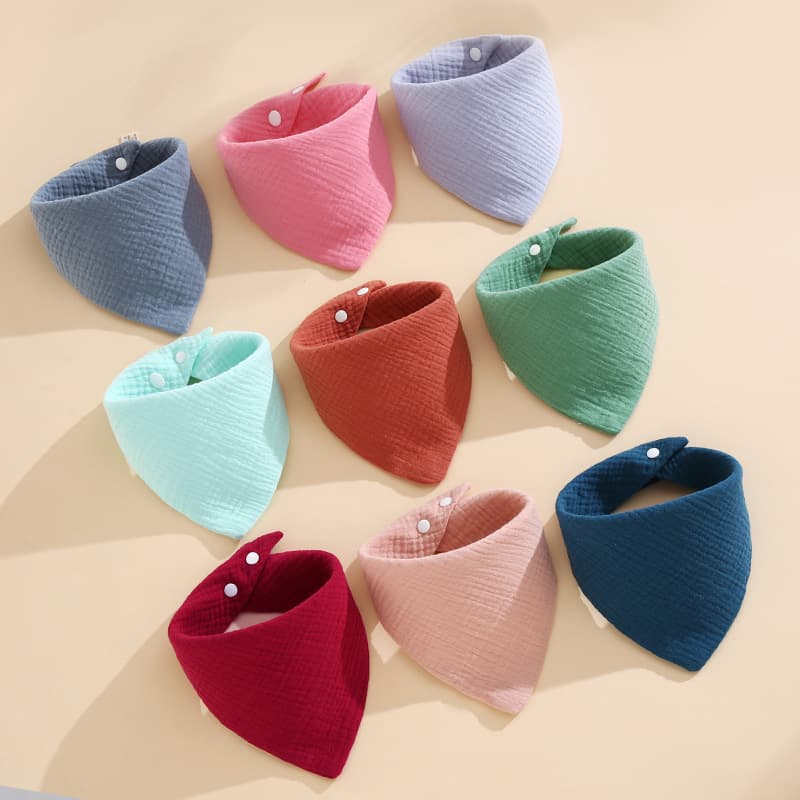 Cross-Border 4-Layer Solid Triangle Drool Bibs Newborn Feeding Bibs Anti-Spit Up Amazon Wholesale