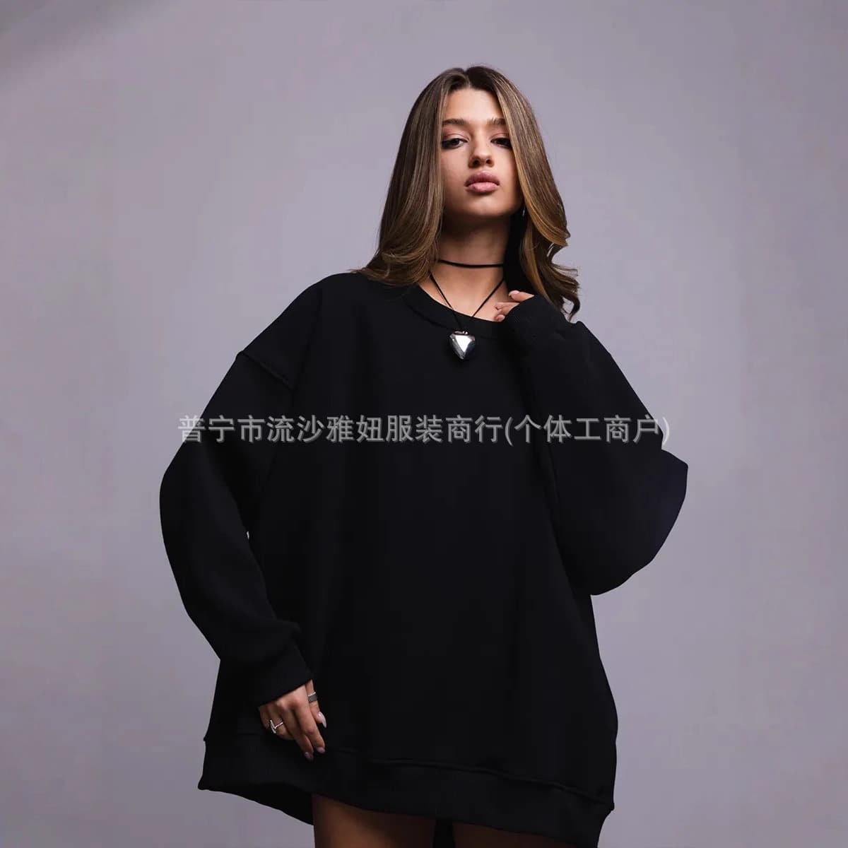 Casual Simple Fashionable Personality Trendy Oversize Loose Fit Slimming Round Neck Comfortable Sweatshirt
