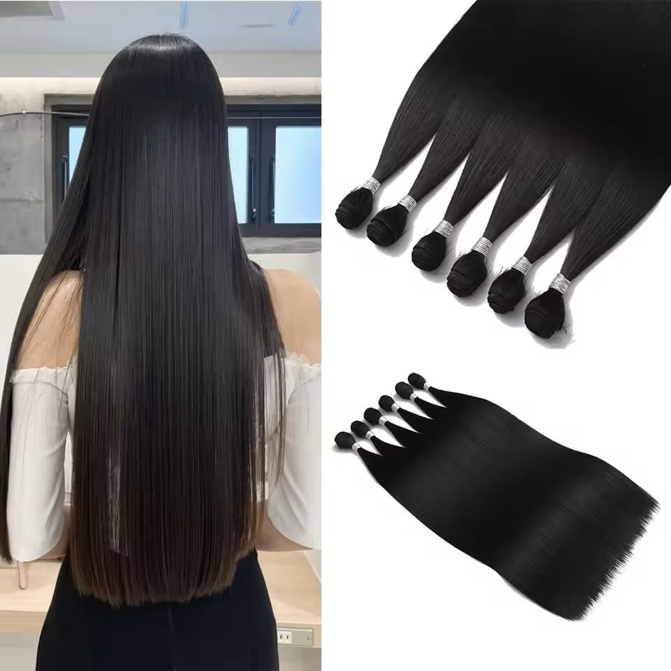 22/26/30 Inch Synthetic Brown Straight Hair Bundles Long Straight Blonde Heat Resistant Fashion Wig for Women