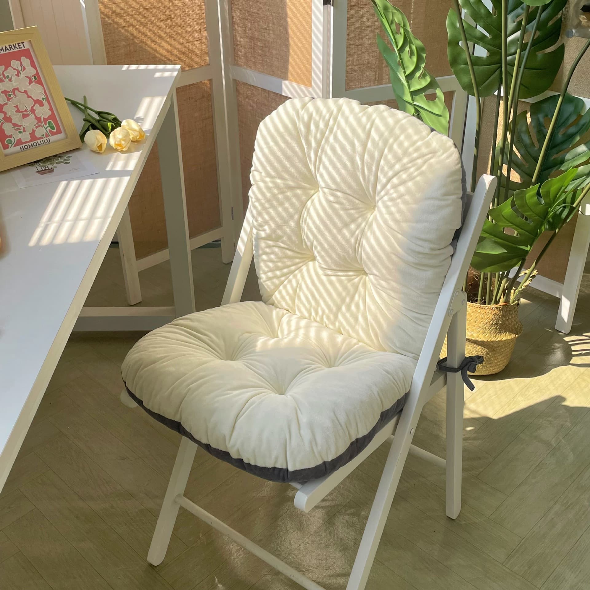 Winter Student Cushion and Backrest Set, Solid Color Integrated Design, Office Chair Cushion for Long Sitting, Dining Chair Pad, Seat Cushion, Factory Wholesale