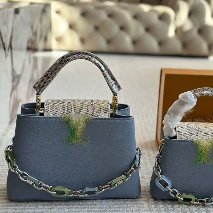 Wholesale New Cross-border Capucines Chain Handbag Shoulder Bag with Snake Print Flap