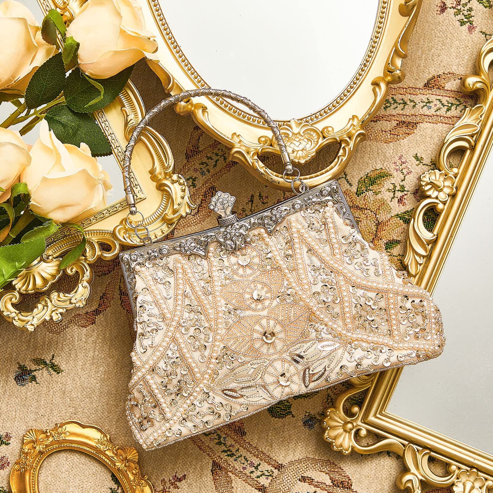 Vintage Heavy Craft Beaded Embroidery Bag Evening Handbag Clutch Bag Classic Cheongsam Perfect Match Bride Bag Bridesmaid Bag 1203