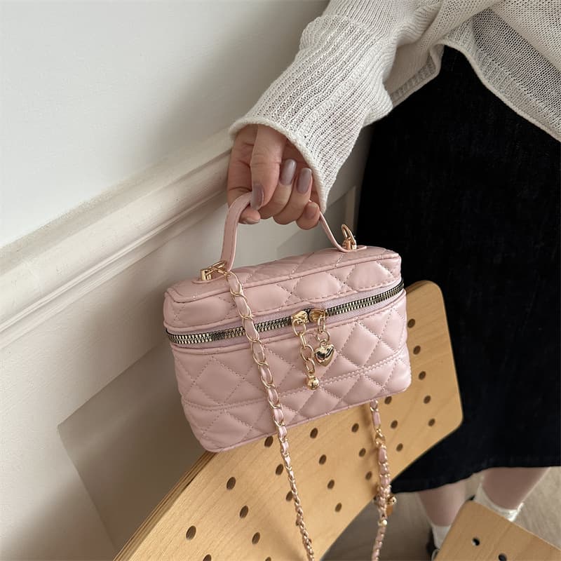 New Summer Style Chanel-Inspired Diamond Quilted Chain Shoulder Crossbody Bag, High-End Makeup Bag, Small Square Handbag
