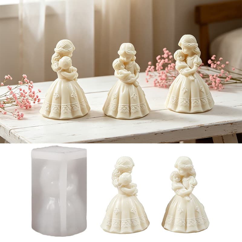 Baby girl scented candle silicone mold diy mother's day theme handmade soap plaster glue abrasive