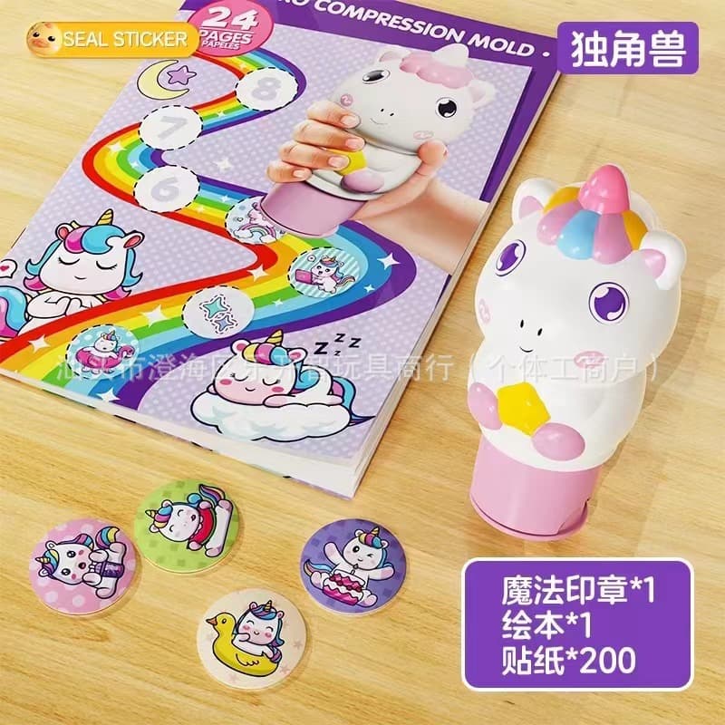 Cross-border popular DIY creative press-to-press magic stamps featuring cute bunnies, ducks, unicorns, and dinosaurs.