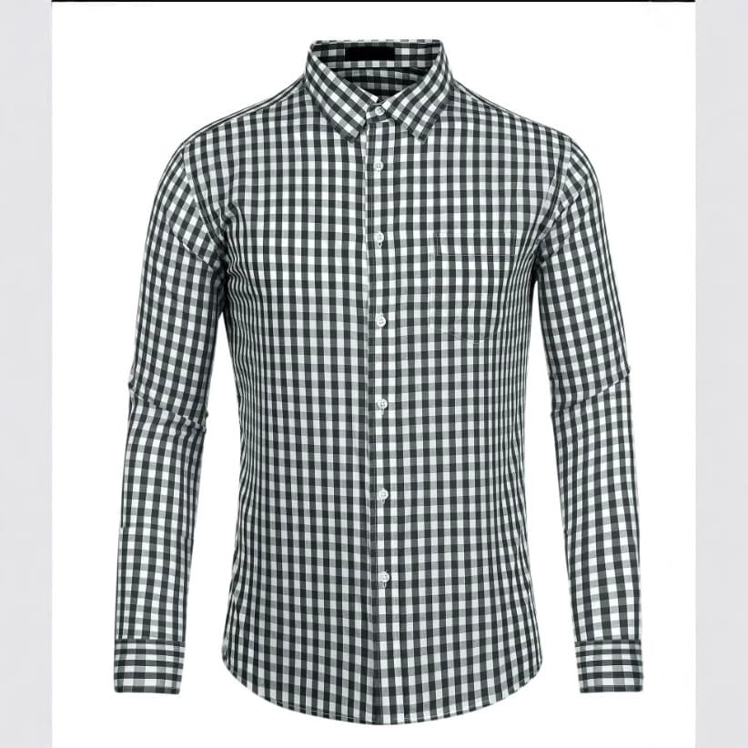 Cross-border foreign trade US size shirt men's lapel long-sleeved shirt casual small plaid long-sleeved shirt