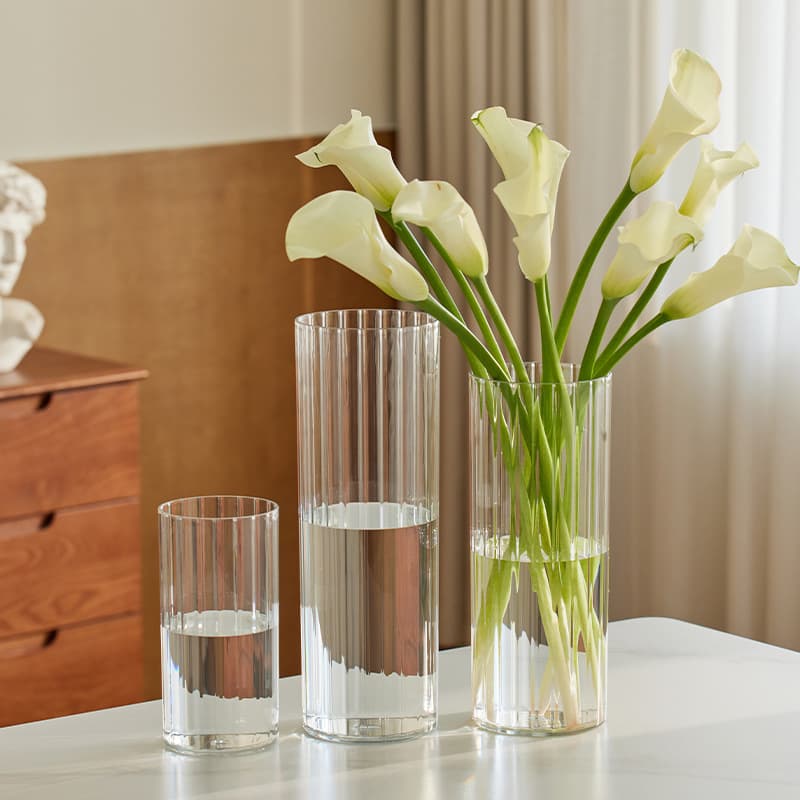 Direct selling acrylic anti-fall vase hydroponic flower arrangement rich bamboo transparent straight flower decoration vertical pattern vase ornaments