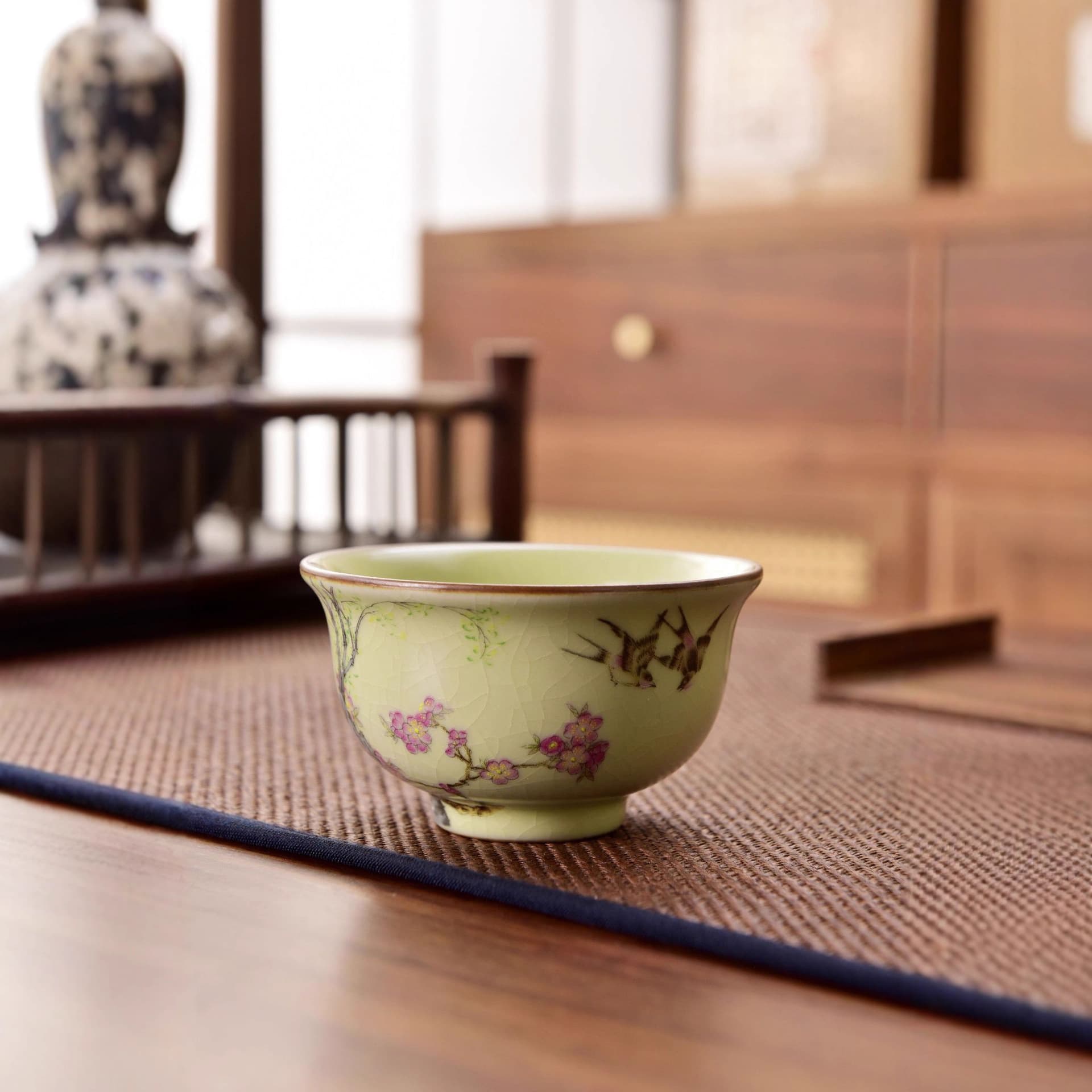 Ru kiln tea cup enamel tea cup bubble tea cup opening host cup guest cup personal cup ceramic commemorative souvenir