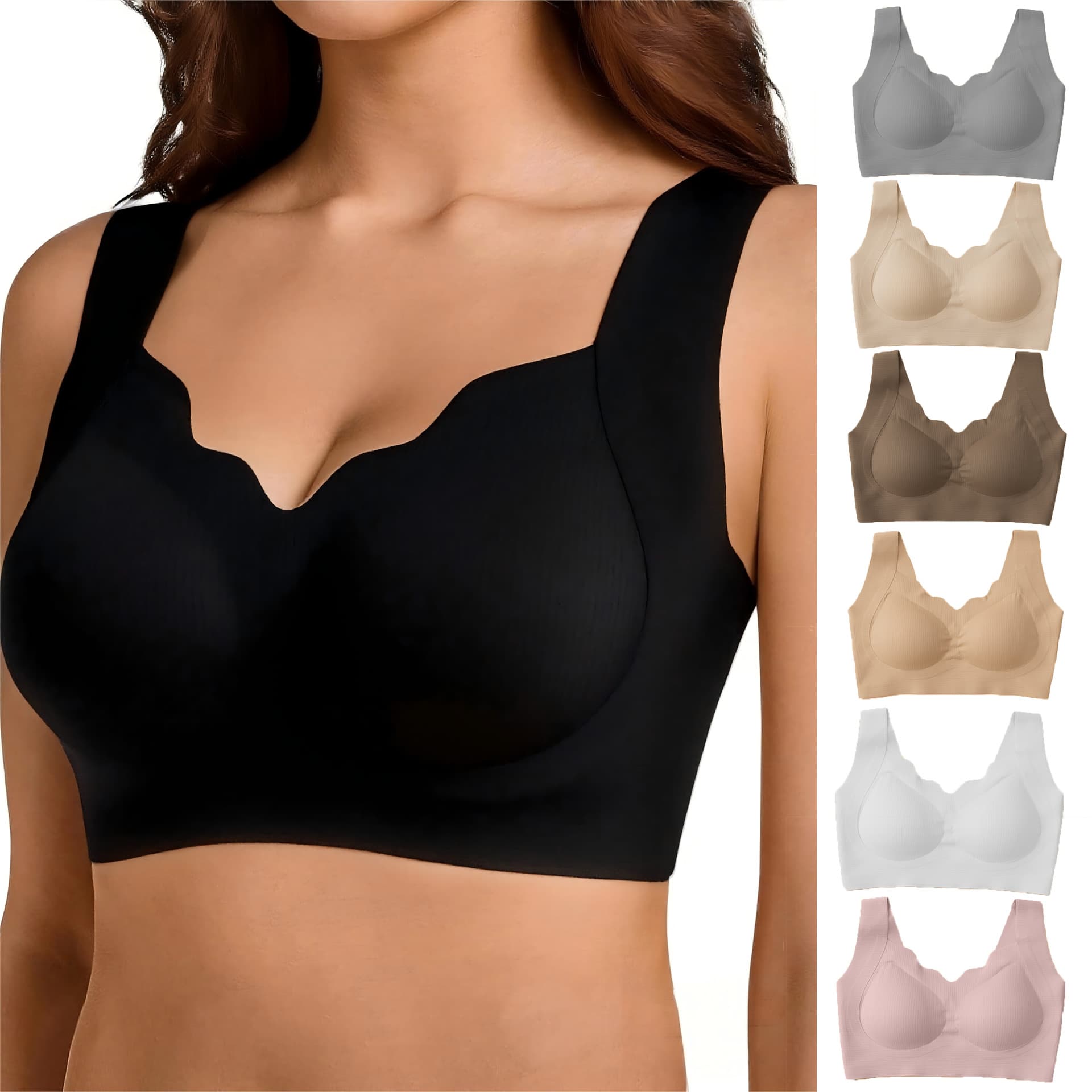 Foundation Liquid Seamless Anti-Sagging Side Boob Coverage Camisole Wire-Free Bra, Cross-Border Plus Size Women's Underwear
