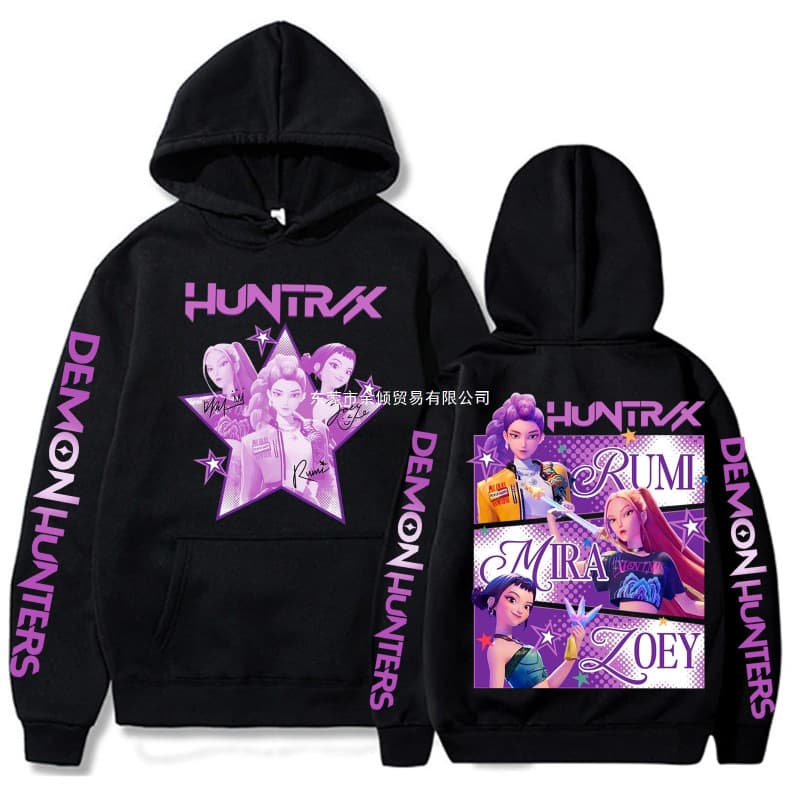 Harajuku Kpop Demon Hunter Graphic Hoodie Mira Rumi Zoey Huntrix Print Pullover Hoodie