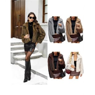 Cross-border Trade Fur Jacket Short Coat Faux Fur Notch Collar Fox Fur Amazon Stock