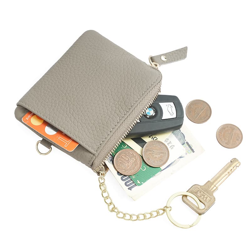 Korean style cowhide women's coin purse Genuine leather Japanese style 2024 new mini zipper coin bag keychain wallet