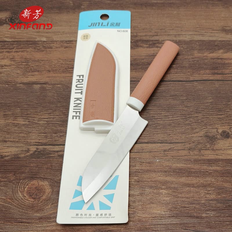 Ready stock Jinli 608 wood grain knife, travel portable fruit knife card pack, wood grain stainless steel fruit peeling knife