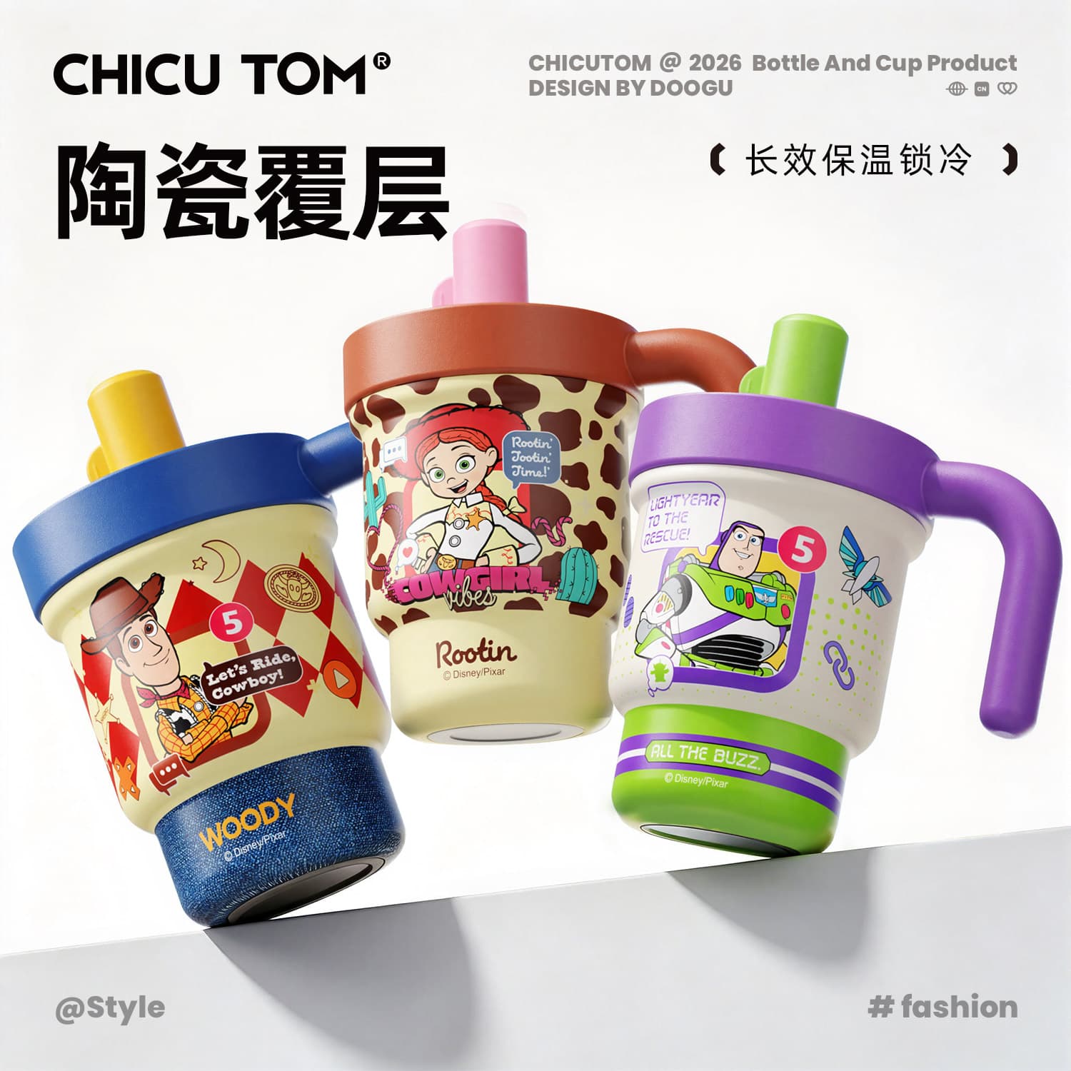 Toy Story thermos cup for women 2026 new high-looking straw cup ceramic coffee cup to carry out