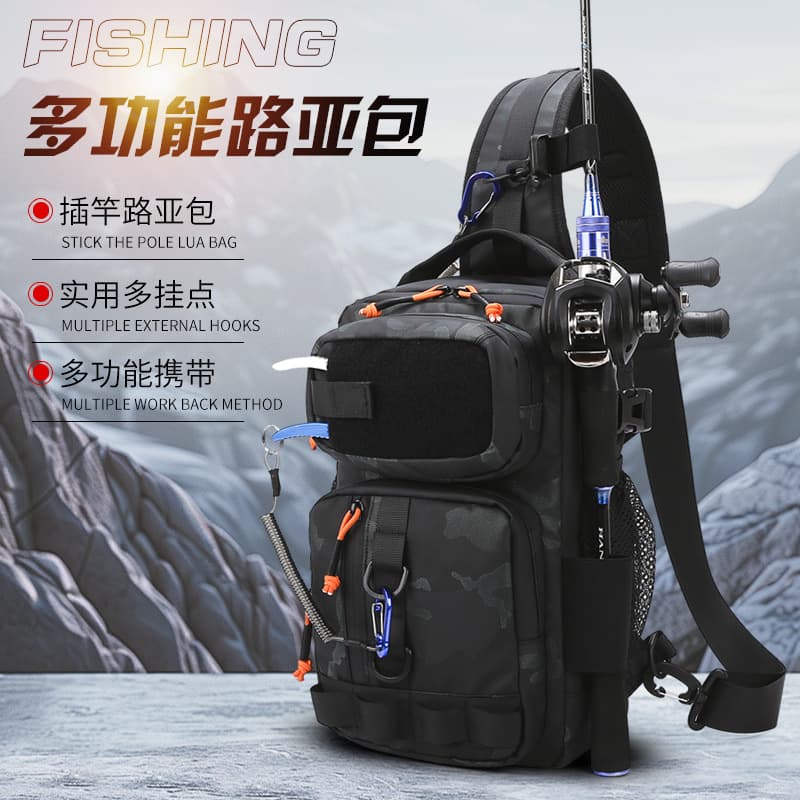 Luya bag fishing new waterproof chest bag for men and women outdoor camouflage multi-functional cycling bag travel shoulder crossbody bag