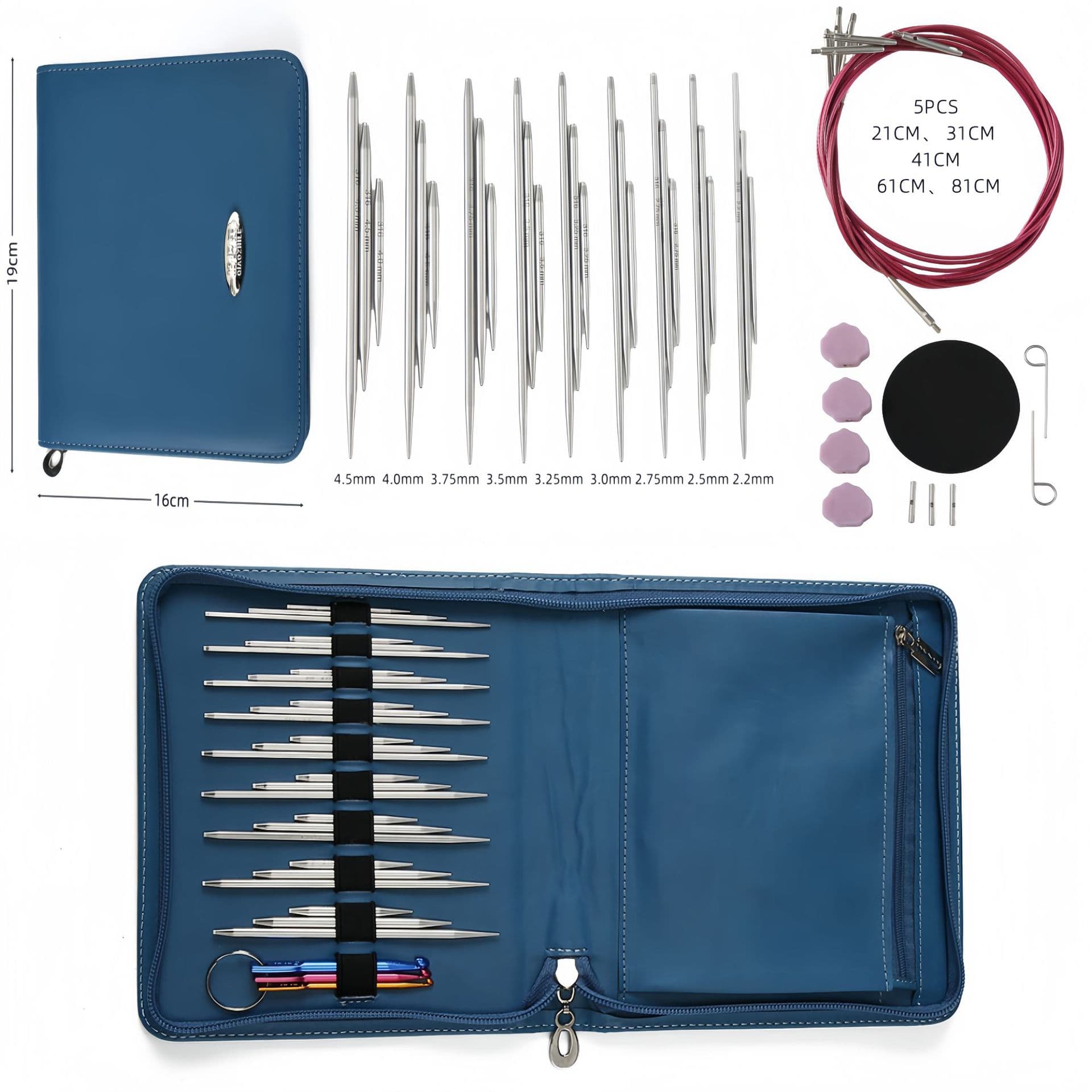 Detachable Circular Knitting Needles Stainless Steel 316 Cross-border Knitting Tool Sleeve Needle Rod Knitting Sweater