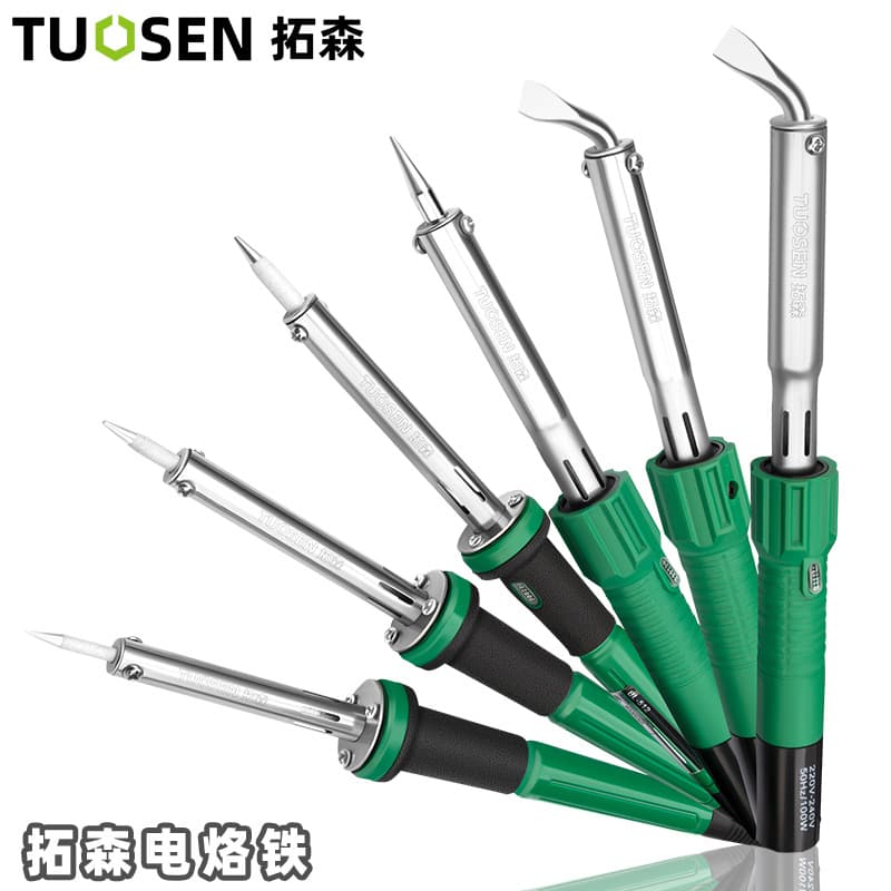 Tuosen Tools High Power Soldering Iron 100W Flat Tip with Light, Tin Soldering Iron 30W 60W Sharp Tip External Heating Soldering Iron