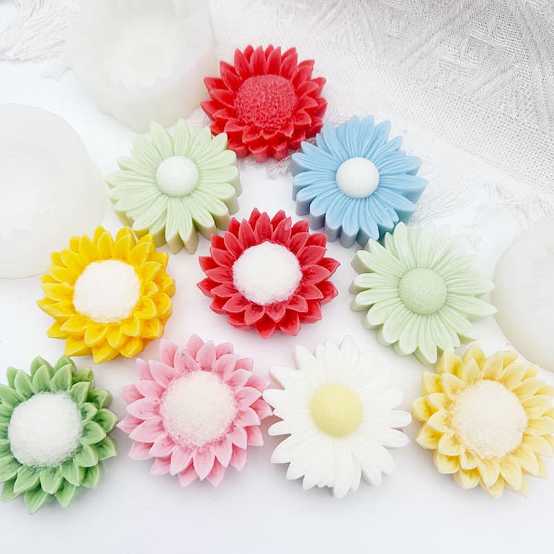 Shengmei New Large Daisy Flower Gypsum Mold DIY Floral Sunflower Scented Candle Silicone Mold