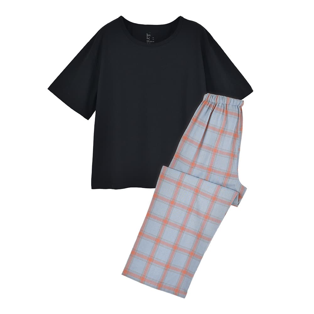 Factory direct quality cotton homewear short-sleeve set, Muji-style pure cotton jersey knit top, double-layer gauze fabric